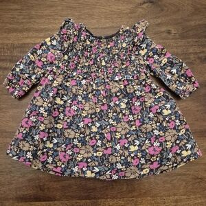 Gap Baby Girl's Brown Floral Long Sleeve Dress Size 3-6M